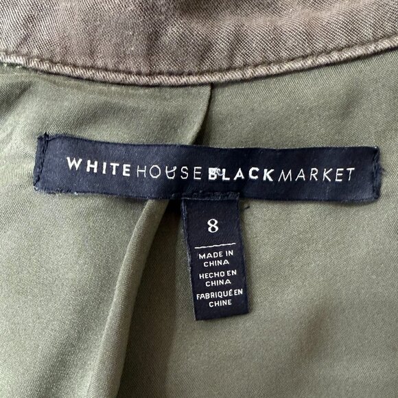 White House Black Market Olive Soft Utility Jacket — Cinched Waist — Size 8 - Picture 9 of 9